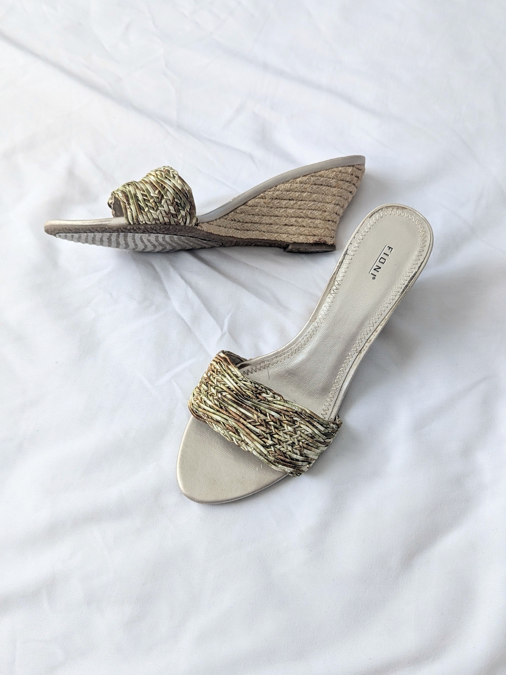 FIONI Clothing Metallic Gold Braided Slide Mules - Picture 3 of 5
